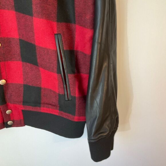Slate & Stone Buffalo Plaid Wool and Pleather Bomber Jacket, XL  Heritage - Picture 6 of 16